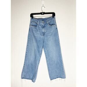 Levi's Jeans‎ Womens Barrel Leg Cropped High Rise Denim Jeans Raw Hem Stretch 27